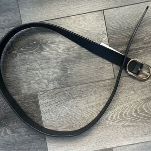 Black Leather Belt with Gold Buckle